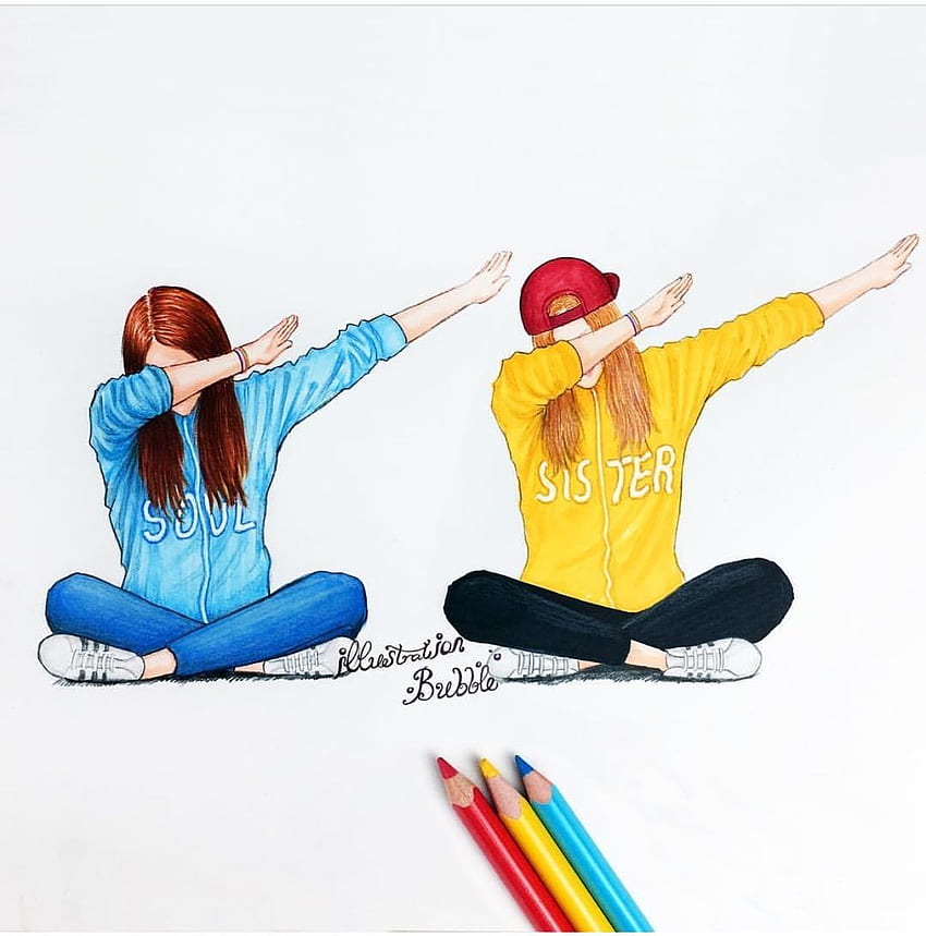 friendship drawings easy step by step  How to draw best friend drawing  step by step  Easy Visual Art