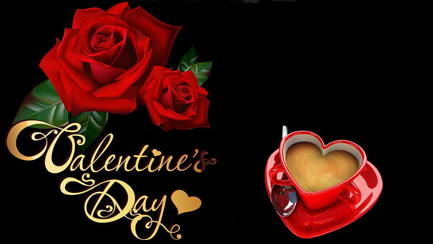 Día de San Valentín, inscripción, corazón, rosas. fondo de pantalla