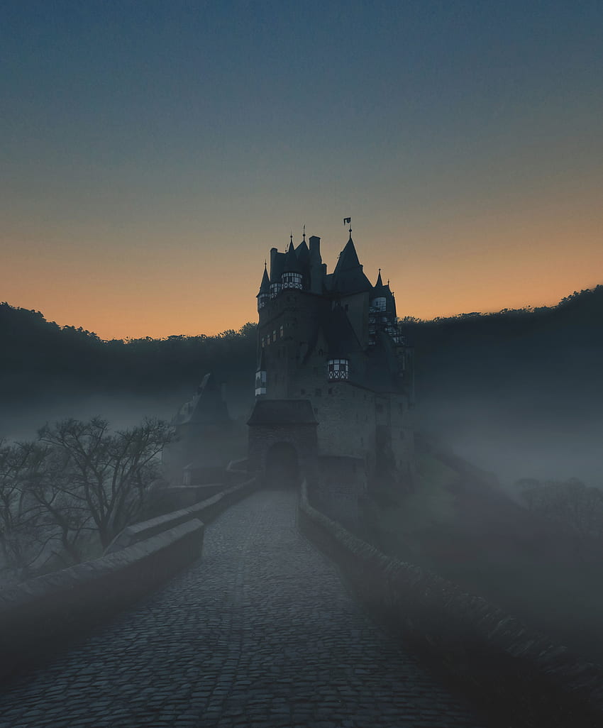 Miasta, góry, zamek, mgła, Niemcy, Wirsham Tapeta na telefon HD