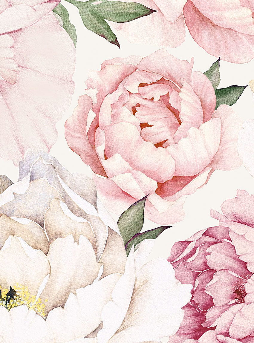 牡丹の花の壁画 混合ピンクの水彩の牡丹。 Etsy。 花の壁画、牡丹、ウォールアート HD電話の壁紙