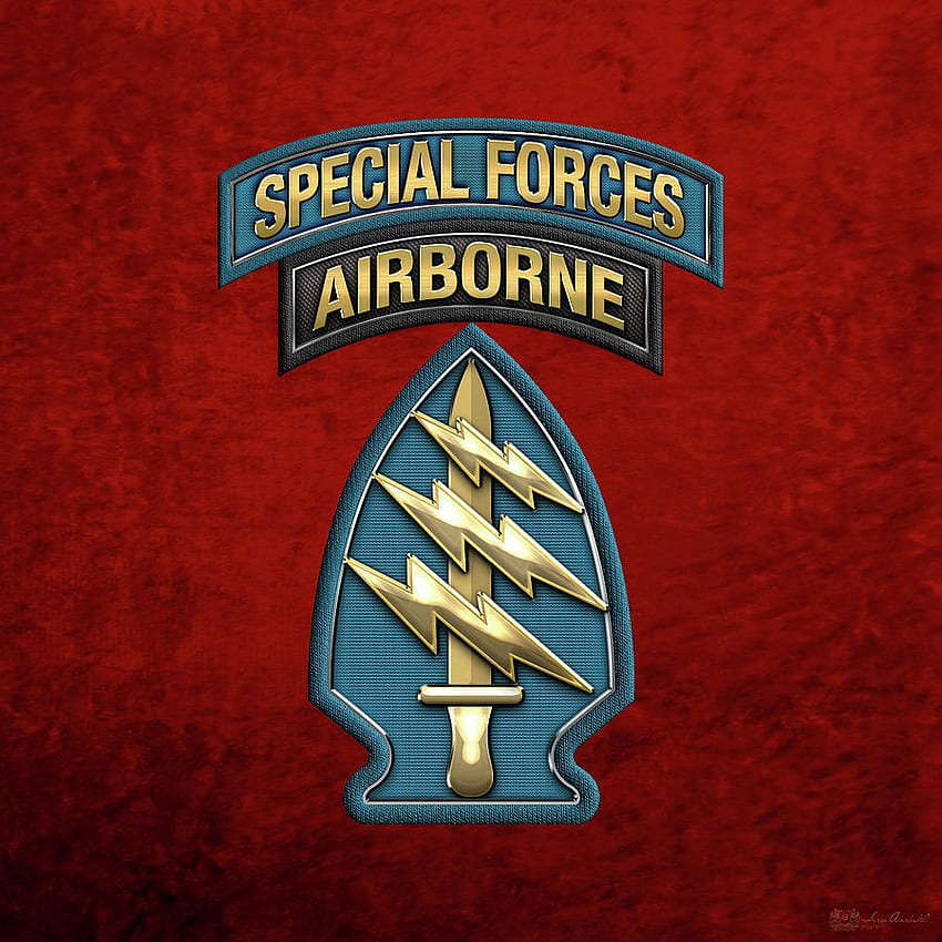 U. S. Army Special Forces - Green Berets S S I over Red Velvet HD phone wallpaper