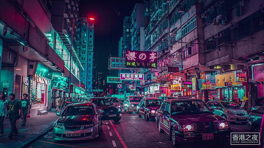 Neonowy Hongkong, Porcelanowa ulica Tapeta HD