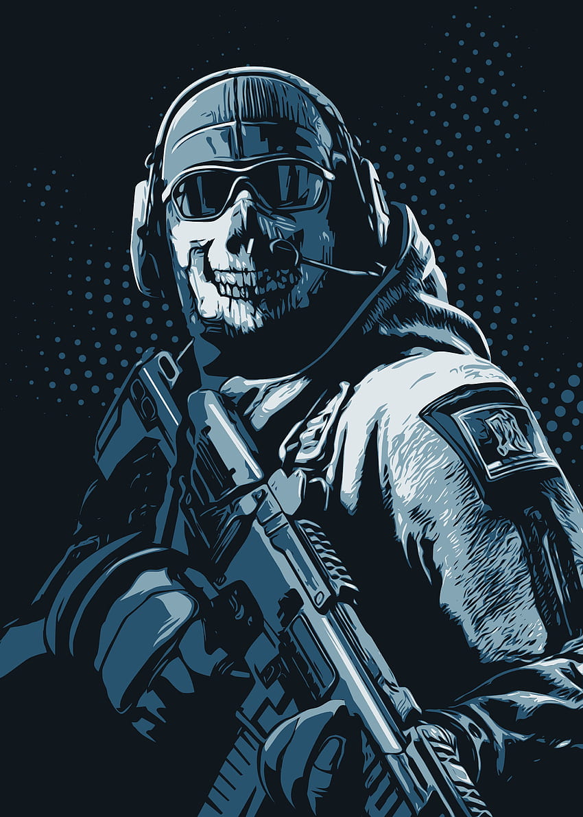 Pôster Ghost' Metal - Material Criativo. Displate em 2020. Call of Duty, Call of Duty Black, Call of Duty Ghosts, Simon Ghost Riley Papel de parede de celular HD