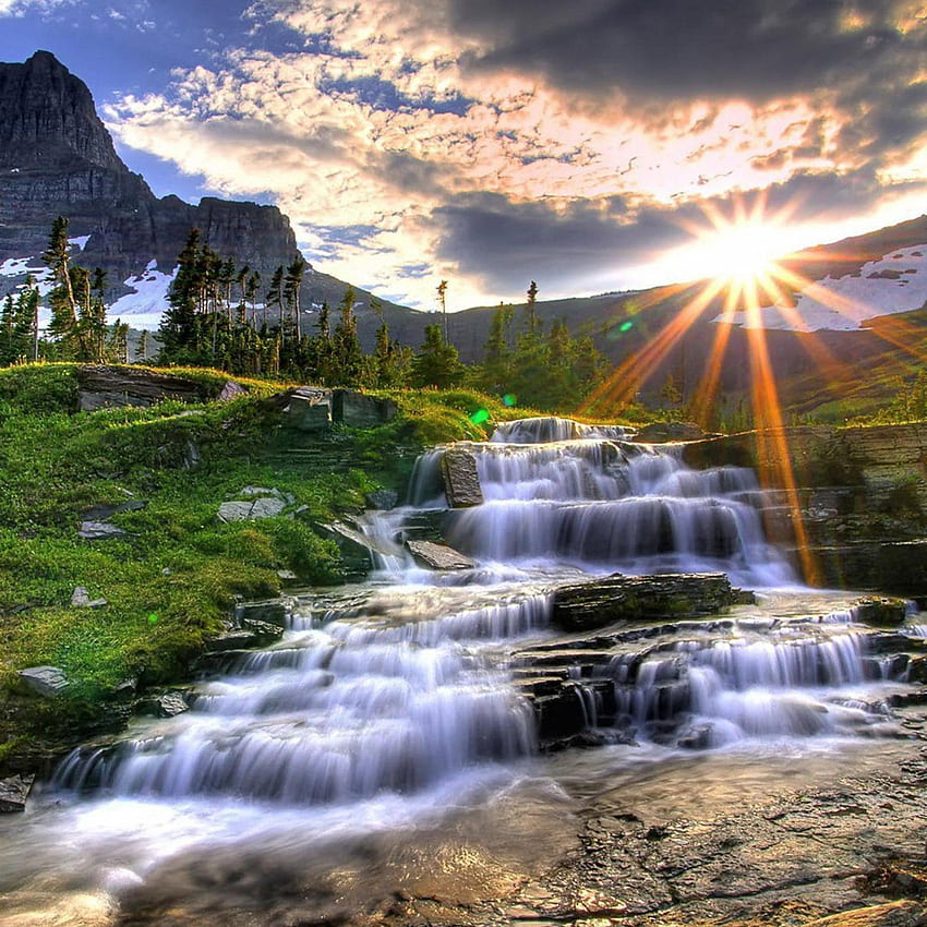 Природа - Каскадни планински водопади R - iPad iPhone, Каскадни планини HD тапет за телефон