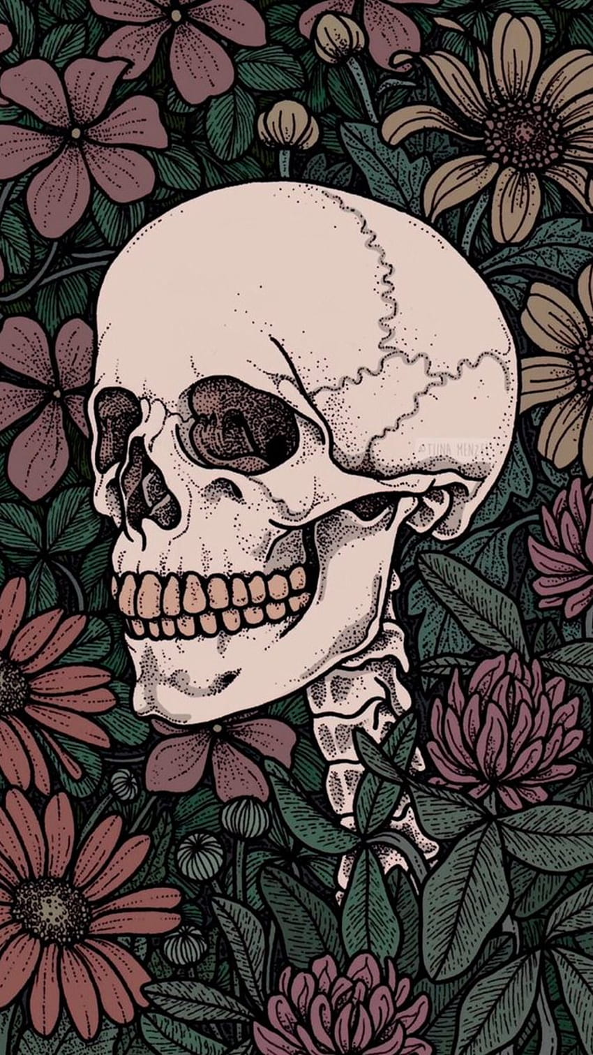 Flower Skull iPhone Wallpapers  Top Free Flower Skull iPhone Backgrounds   WallpaperAccess