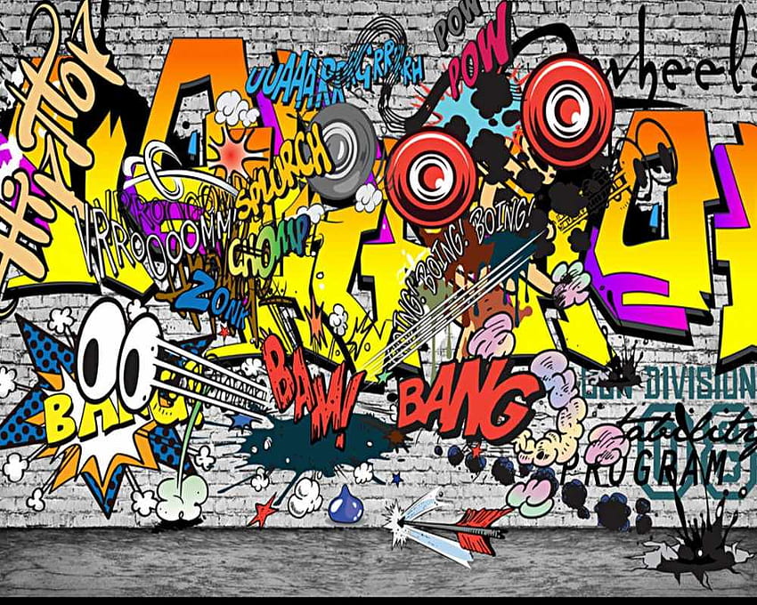 Versand Europäischer und amerikanischer Trend Graffiti KTV Bar Hintergrundwand Benutzerdefinierte 3D-Graffiti-Restaurant-Bar-Wand. HD-Hintergrundbild