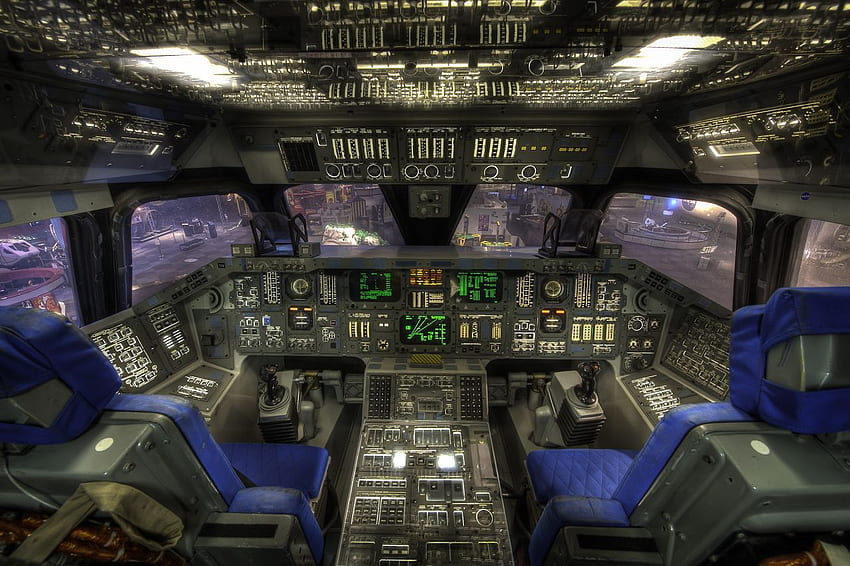 Cabina di pilotaggio dello Space Shuttle, Houston - AlteredPerspectives. Navetta spaziale, cabina di pilotaggio, viaggi nello spazio Sfondo HD