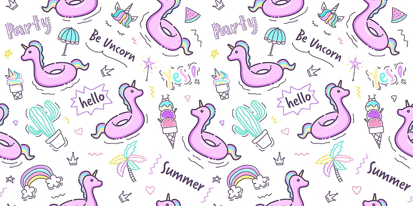 Unicorn rubber ring pattern seamless in pastel color HD wallpaper