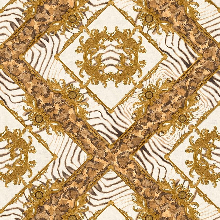 Versace White & Gold Abstract Damask, Gold Pattern HD phone wallpaper