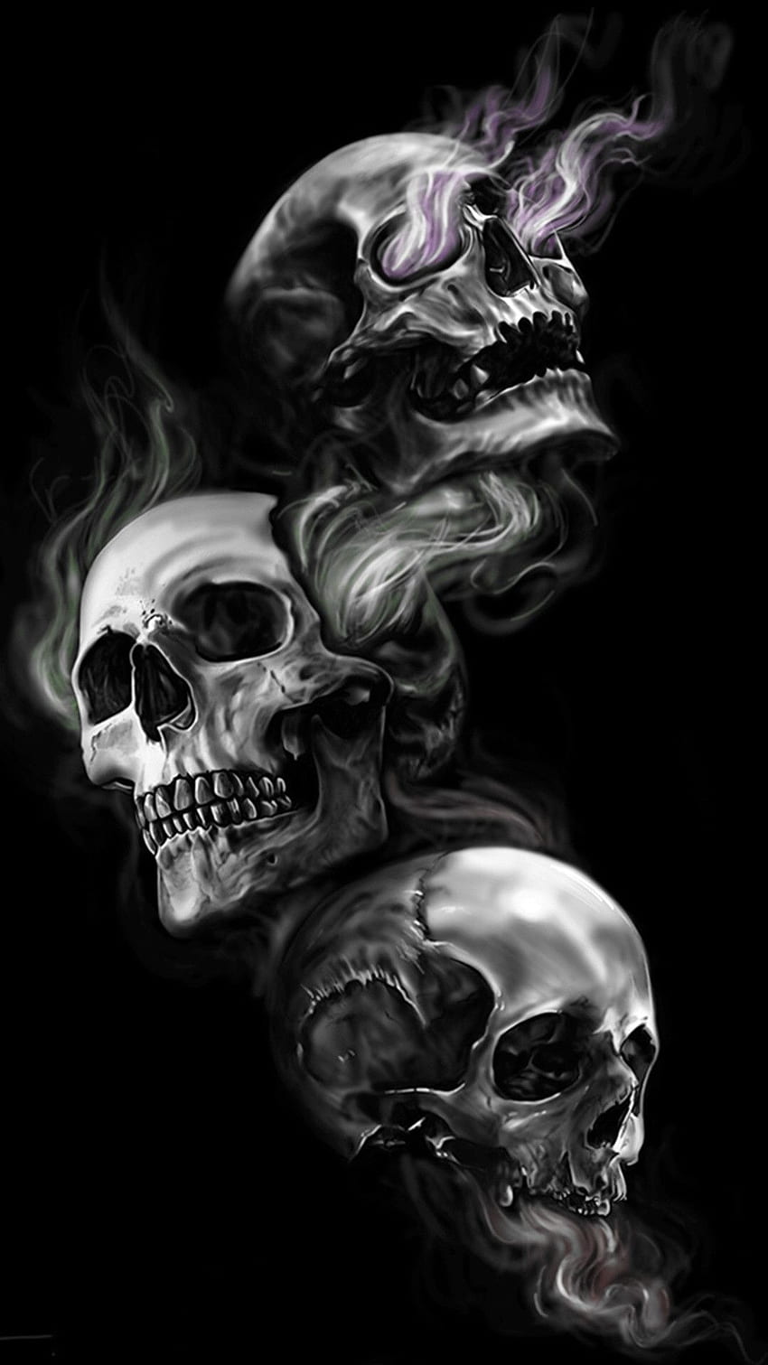 Skulls With Smoke - Hear No Evil See No Evil Speak No Evil Skull Tattoo - -, Cool Evil Skull HD phone wallpaper