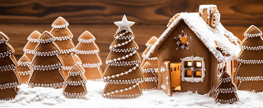 790651 4K Holidays Christmas Pastry Houses Cookies Gingerbread house  Branches Design  Rare Gallery HD Wallpapers