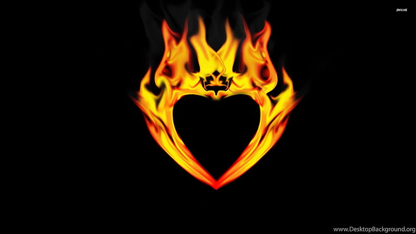 Corazón llameante, Fuego, Llama, Arte digital, . fondo de pantalla