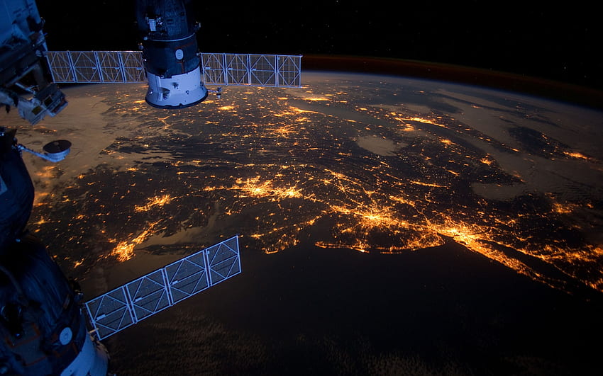 luar angkasa lampu planet satelit bumi kota new york stasiun ruang angkasa internasional soyuz new jerse – Wallpaper HD