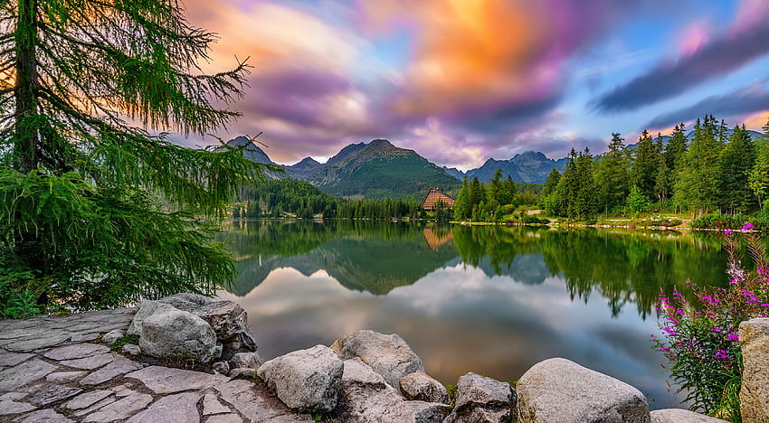 Lake view, sky, serenity, lake, mountain, tranquil, sunset, beautiful ...
