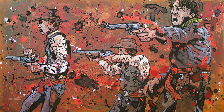 Western Battle Weapon Gun Artwork Cowboy At Dark HD wallpaper