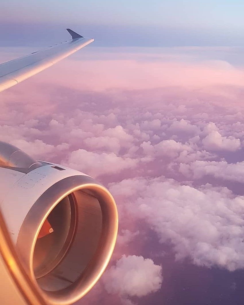 Himmelsflugzeug, rosafarbenes Flugzeug HD-Handy-Hintergrundbild
