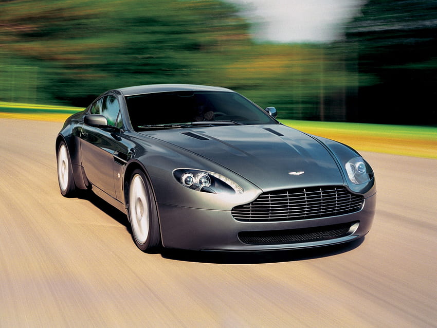 Auto, Aston Martin, Autos, Vorderansicht, Geschwindigkeit, 2005, Metallic-Grau, Grau-Metallic, Aston Martin V8 Vantage HD-Hintergrundbild