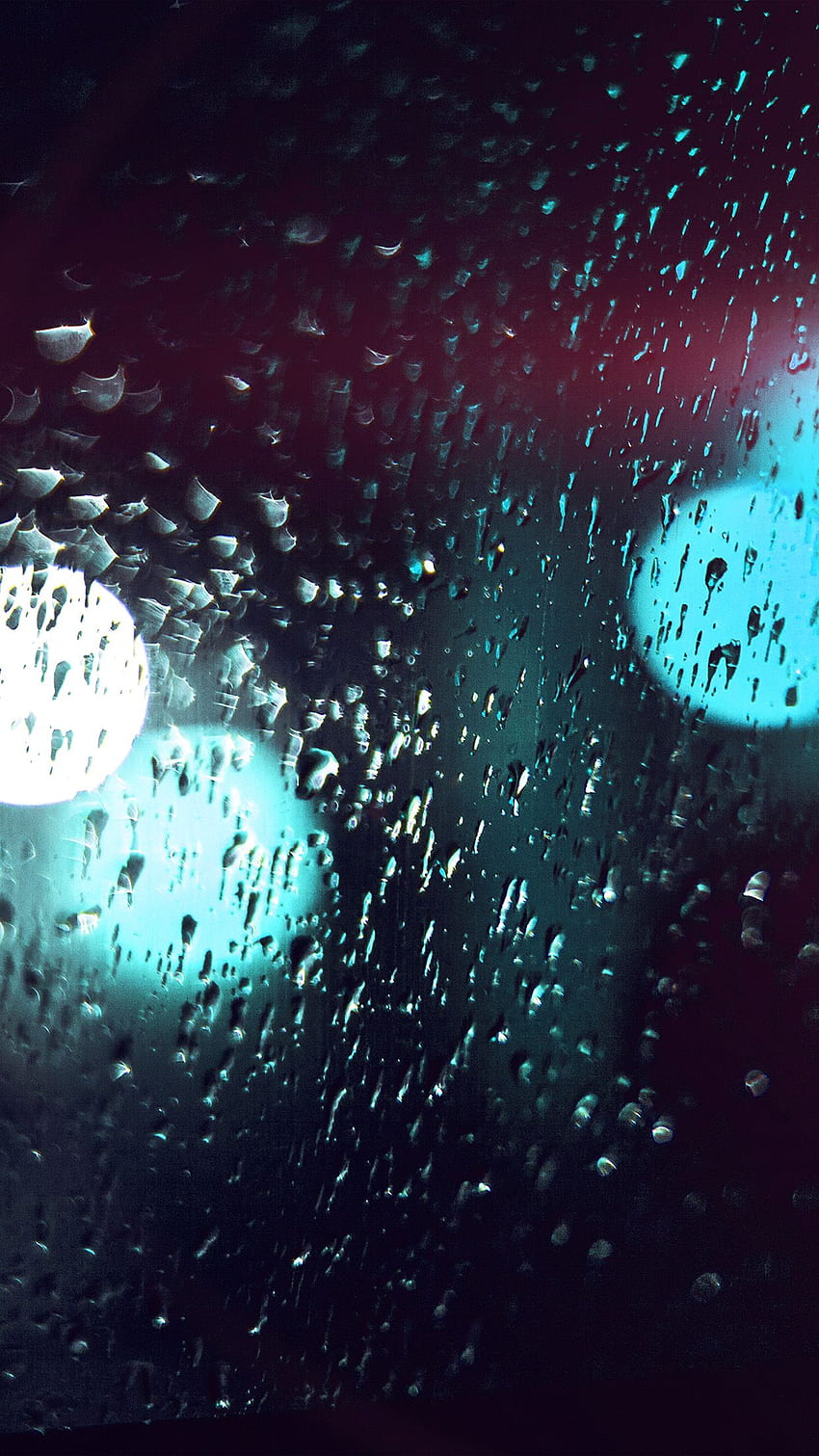 雨の夜の滴 ボケ グリーン フレア光パターン HD電話の壁紙