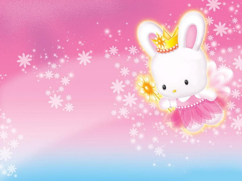 Hello Kitty Bunny, карикатура, коте, изкуство, сладък, графика, зайче, hello kitty, абстрактно, цветно, здравей HD тапет