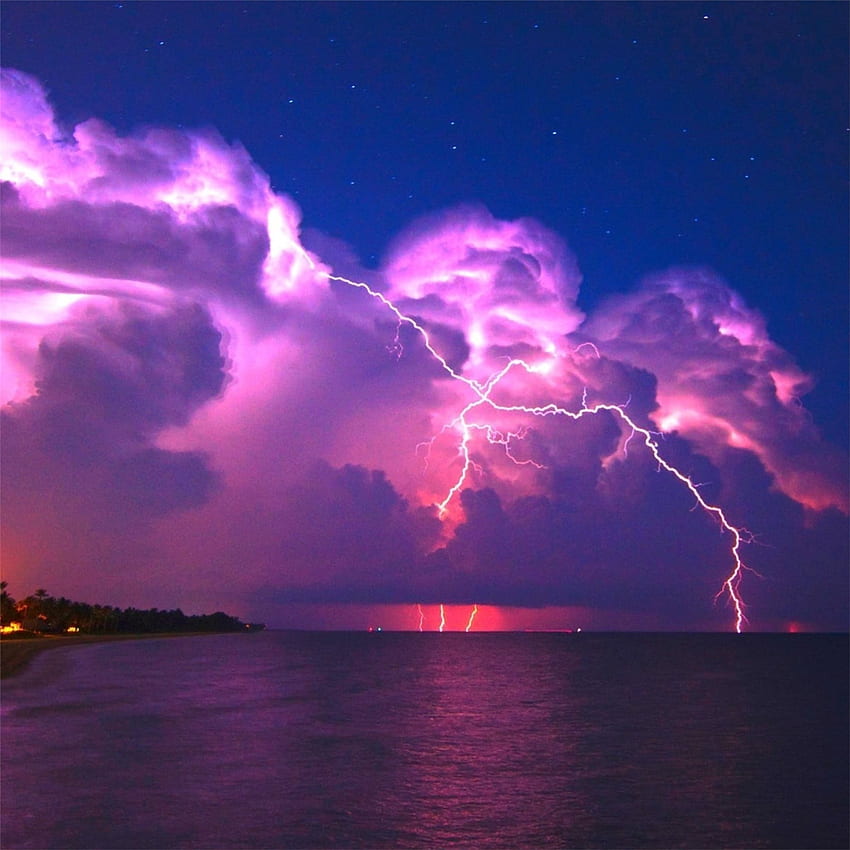 lightning pink sky iPad Air , Aesthetic Thunder HD phone wallpaper