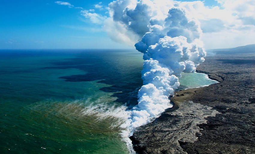 Oceaniczna magma, wybrzeże, płaskowyż, kraj, zatoka, ocean, chmura Tapeta HD