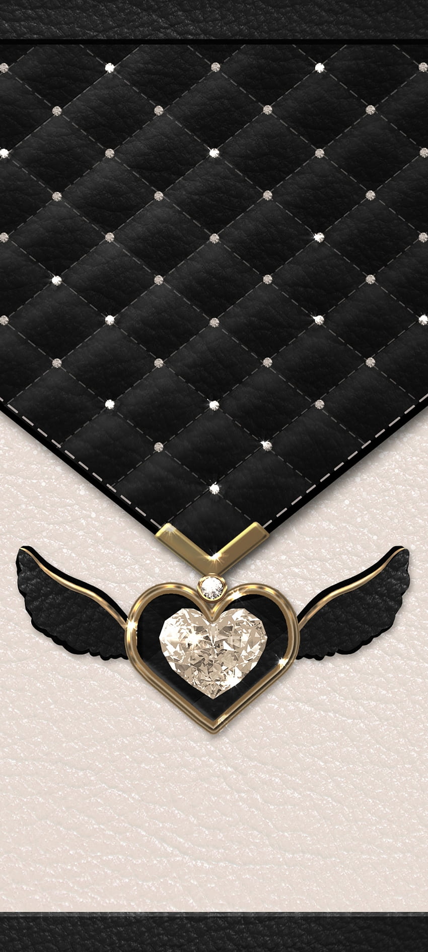 WingHeart, символ, вратовръзка, Luxury, Love, Leather, Diamond, Premium, Golden HD тапет за телефон