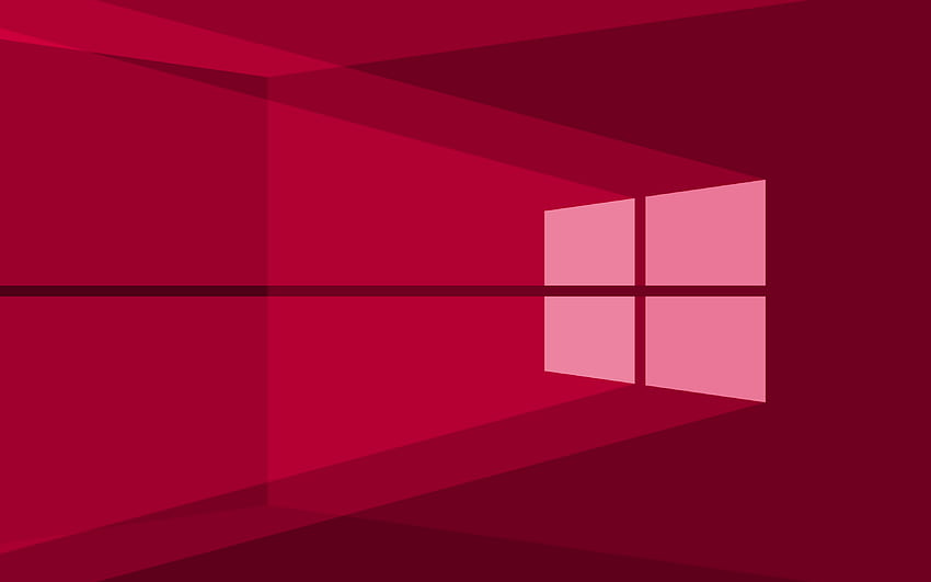 Windows 10 분홍색 로고, 분홍색 추상 배경, 미니멀리즘, Windows 10 로고, Windows 10 미니멀리즘, Windows 10 HD 월페이퍼