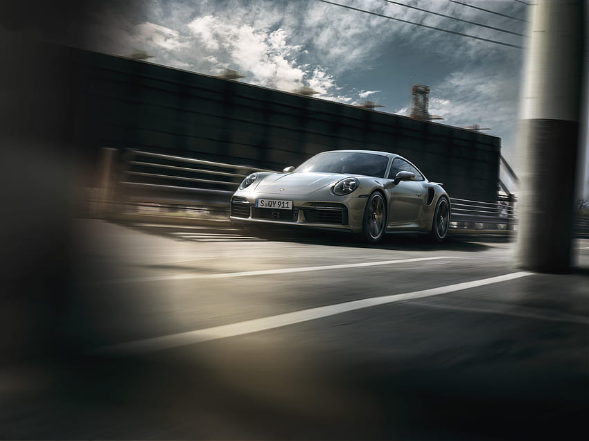 Voiture de sport, Porsche 911 Turbo S, sur route Fond d'écran HD