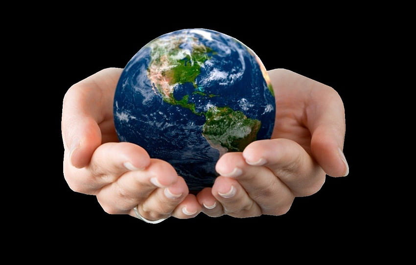 Handle with Care, world, hands, earth, palm HD wallpaper