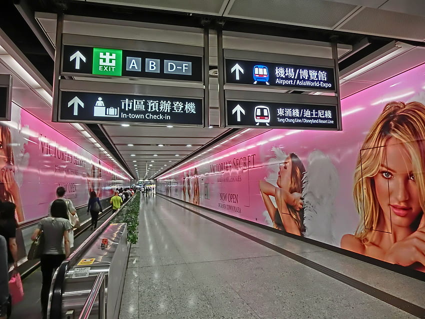 HK MTR Central Station wall paper ads Victoria's Secret n, Hong Kong Central HD wallpaper