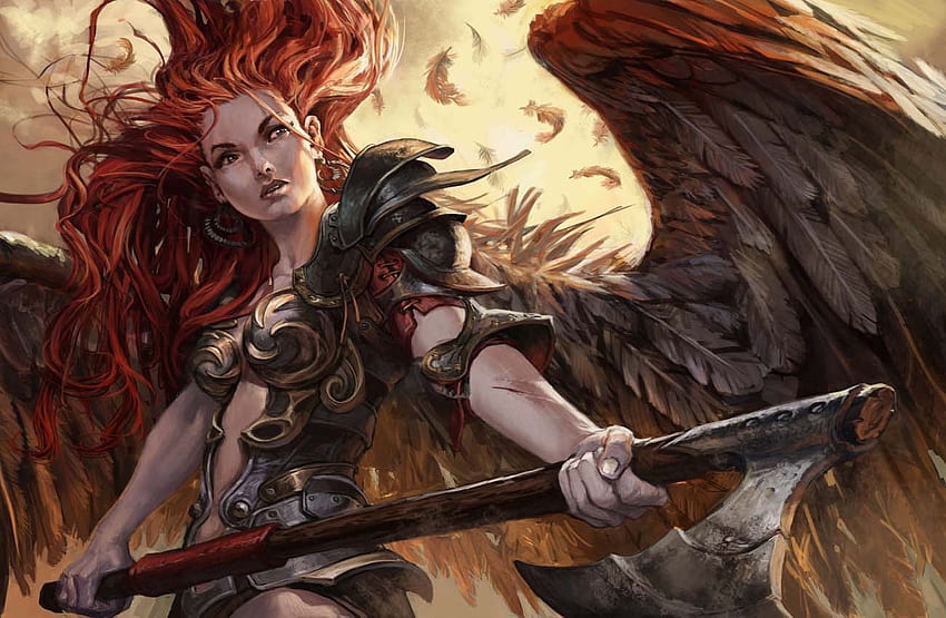 Angel Wings Fantasy Redhead Girl Warrior HD Wallpaper Pxfuel