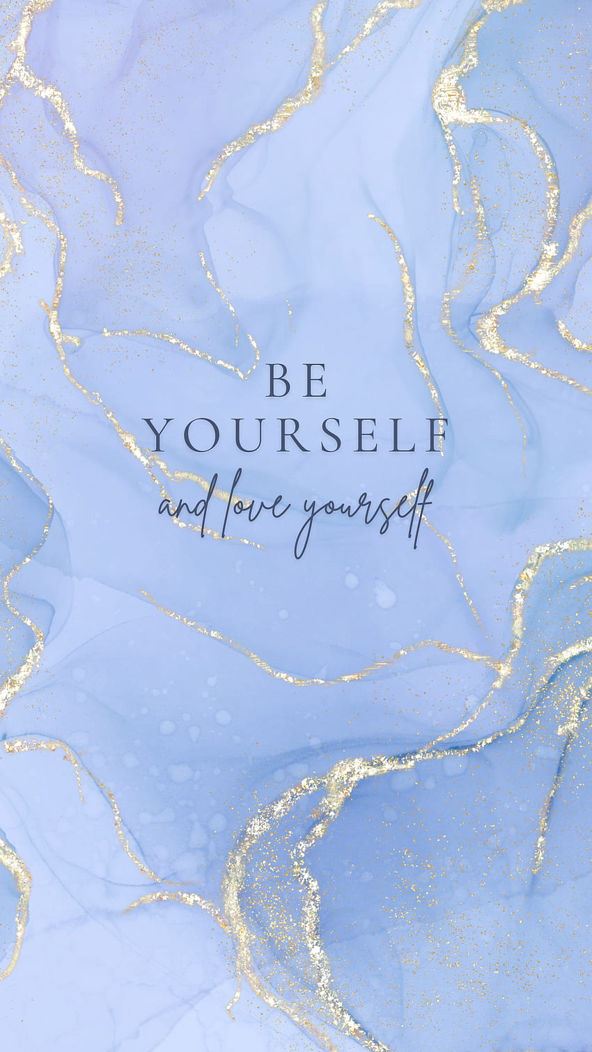 Be yourself, gold, love, marble, blue, love yourself HD phone wallpaper