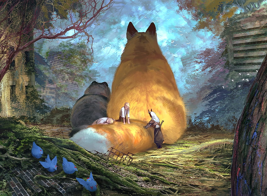 :), arizuka, มังงะ, ยักษ์, สุนัขจิ้งจอก, หมาป่า วอลล์เปเปอร์ HD