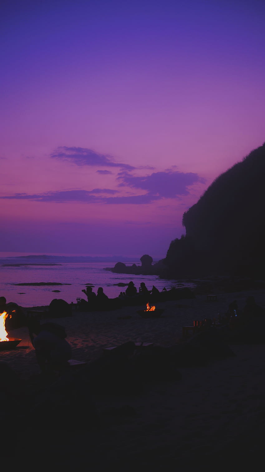 Sonnenuntergang, Strand, Ufer, Bank, Dunkel, Silhouetten, Ruhe, Entspannung, Indonesien HD-Handy-Hintergrundbild