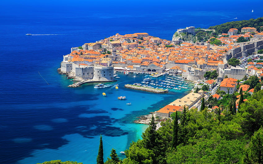 Ville de Dubrovnik en Croatie sur la côte de la mer Adriatique Ultra pour ordinateur haute résolution et ordinateur portable Fond d'écran HD