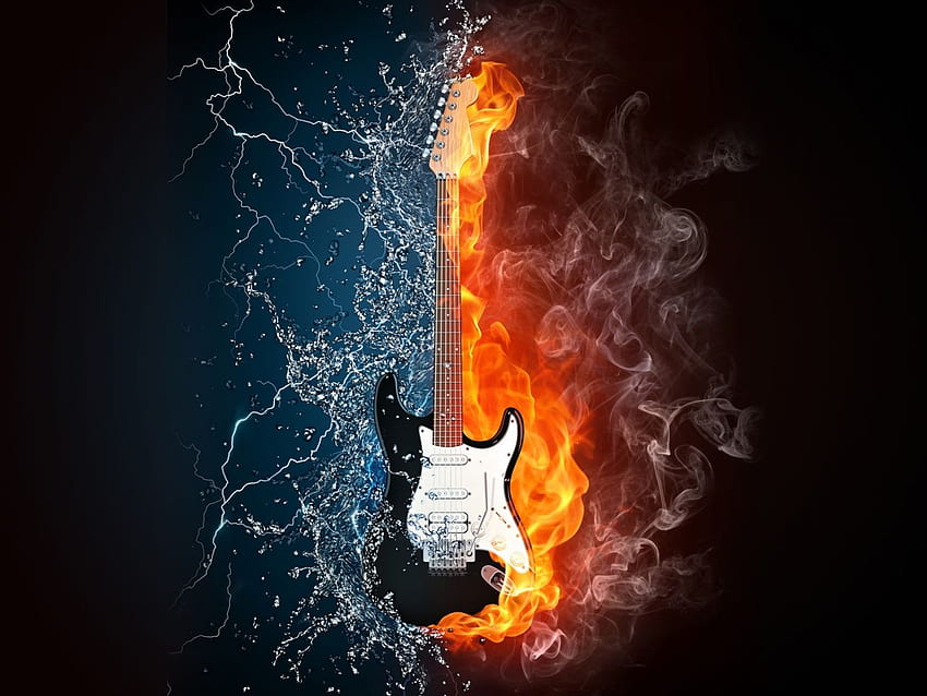 Gitarre in Flammen. Beschreibung: Das Obige ist Fire Water Guitar in. Musik, Wasserillustration, Gitarre, Man On Fire HD-Hintergrundbild