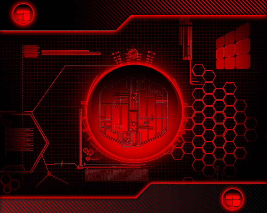 Roter Technologie-Hintergrund. Technologie, coole Zukunftstechnologie HD-Hintergrundbild
