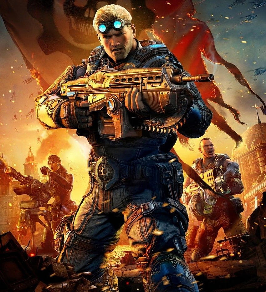 Der Typ mit Brettern auf Gears of War. Gears of War, Gears of War Urteil, Gears HD-Handy-Hintergrundbild