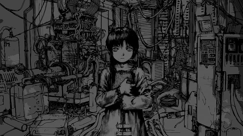 Serial Experiments Lain, Anime Girls, Monochrome, Machine HD wallpaper |  Pxfuel