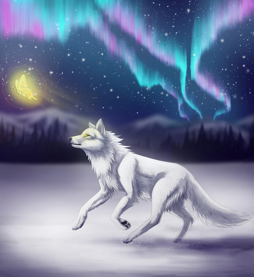 Northern Lights Wolf Spirit (Page 1), Aurora Borealis and Wolf HD phone wallpaper