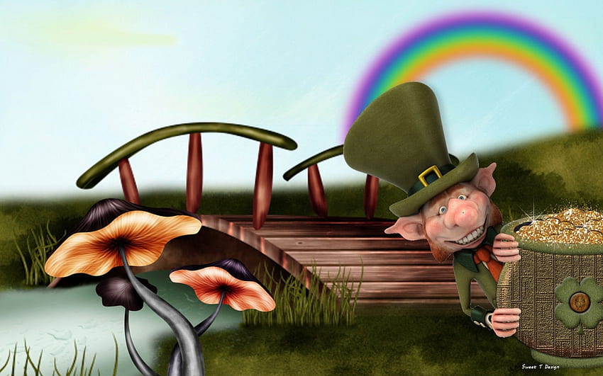 Mischief, leprechaun, rainbow, luck, green, st patricks day HD wallpaper