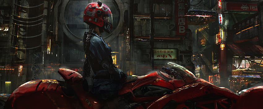 Cyberpunk Sci Fi мотоциклет, Cyberpunk Ultrawide HD тапет