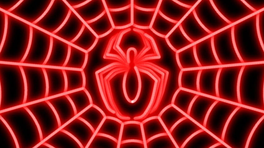 Spider Man Neon Red Symbol WP, Spider-Man Web HD тапет