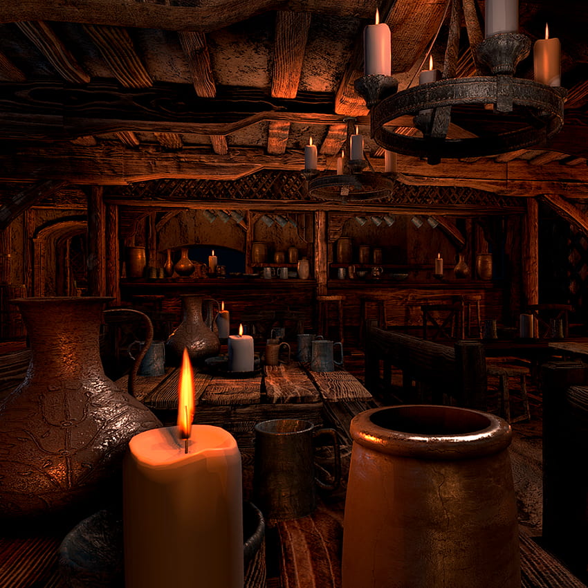 Medieval Tavern Interior Scene – arteria3D HD phone wallpaper
