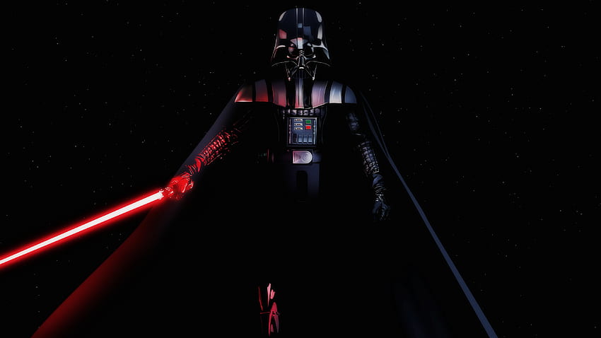Darth Vader , Czarne tło, Gwiezdne Wojny, Miecz świetlny, AMOLED, Grafika CGI, Darth Vader Laptop Tapeta HD