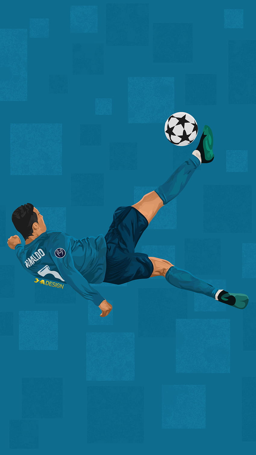 Ilustracje piłkarskie, Ronaldo z roweru Tapeta na telefon HD