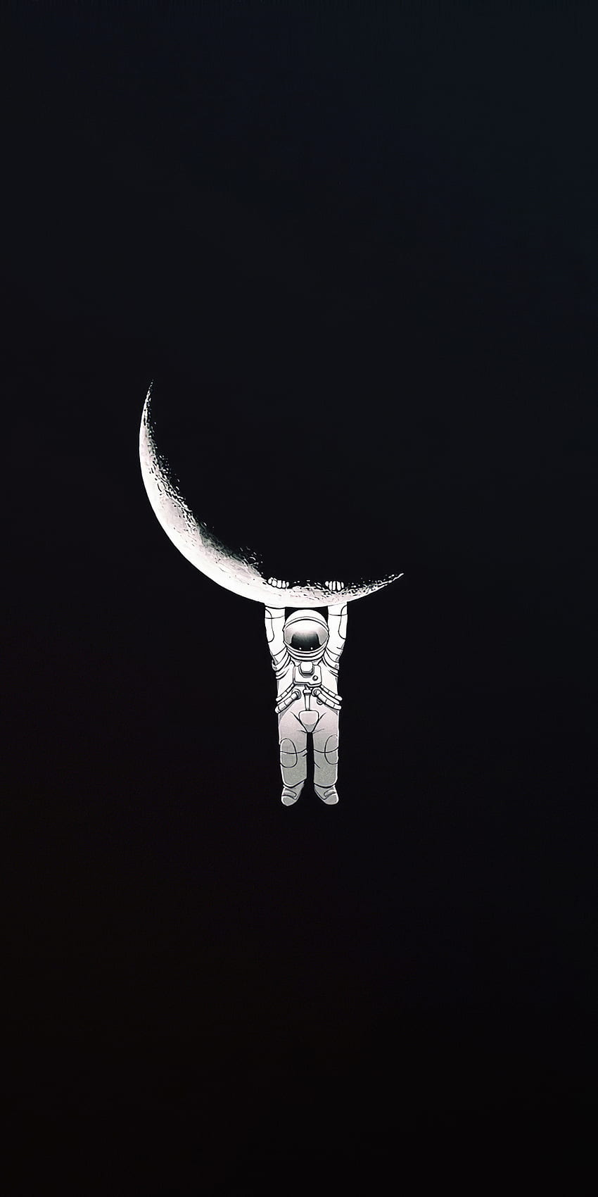 นักบินอวกาศแขวนอยู่บนดวงจันทร์ One Plus 5T, Honor 7x, Honor view 10, Lg Q6 , , พื้นหลัง และ, Astronaut Black and White วอลล์เปเปอร์โทรศัพท์ HD