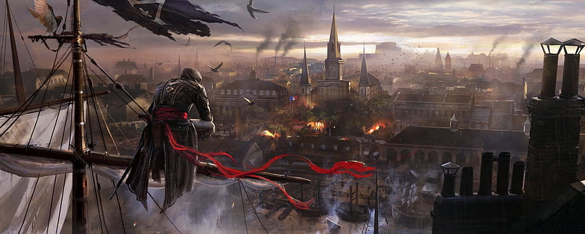 Dual monitor Assassin's Creed: Unity , background HD wallpaper