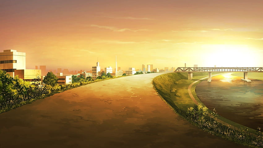 Anime City 50841 px, Yellow City HD wallpaper