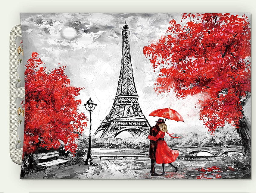 Minicoso Custom Flannel Throw Blanket Oil Painting Paris European City Landscape France Eiffel Tower Black White and Red Autumn Winter Warm Digitals Print Blanketry, 71 W x 59 H HD wallpaper